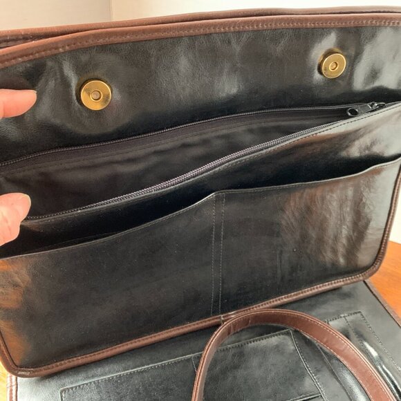 Unisex Vintage DC Black Leather Work Tote - Picture 3 of 9